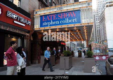 New York, United States. 30th Sep, 2024. The Ed Sullivan Theater where the Late Show with Stephen Colbert is filmed is seen in Manhattan, New York City. (Photo by Jimin Kim/SOPA Images/Sipa USA) Credit: Sipa USA/Alamy Live News Stock Photo