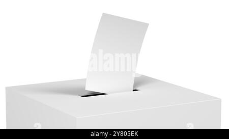 Illustration of box with ballot on white background. Electronic voting ...
