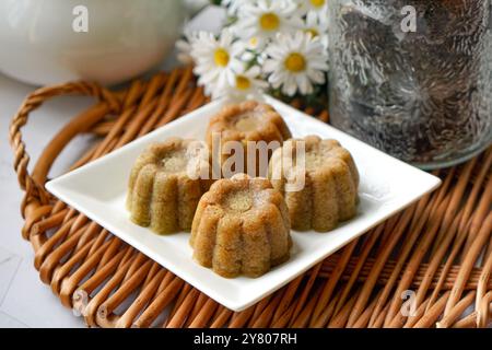 Apam Pisang, Malaysian steamed sponge banana cake Stock Photo