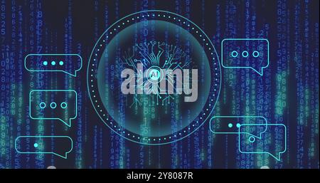 Image of ai chat dialogue and scanner with ai brain network over ...