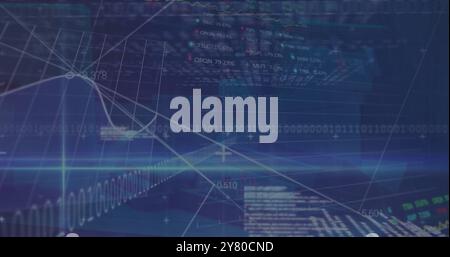 Image of financial data processing over binary coding Stock Photo