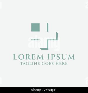 Clever Negative Space Geometric Medical Cross for Healthy Therapy Clinic Icon Symbol Logo Design Stock Vector