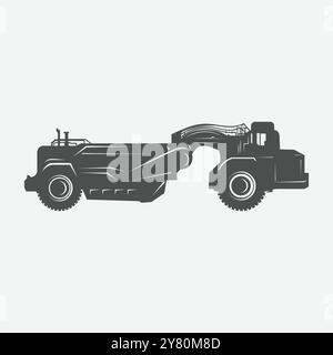 Heavy Scraper Truck for Construction Project Icon Illustration Design Vector Stock Vector