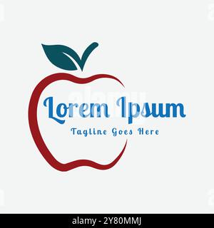 Simple Minimalist Apple Fruit Line Style Logo Design Vector Stock Vector