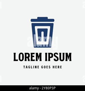 Simple Minimalist Trash Can or Rubbish Bin Icon Symbol Logo Illustration Design Vector Stock Vector