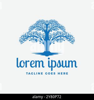Tree of Life , Oak Banyan Maple Silhouette Illustration Logo Design Vector Stock Vector