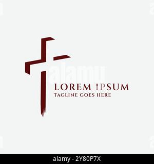 Negative Space Jesus Christian Cross Icon Symbol for Religion Bible Biblical Logo Design Vector Stock Vector