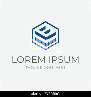 Clever Negative Space Geometric Hexagonal Initial Letter LE EL Icon Symbol Logo Design Vector Stock Vector
