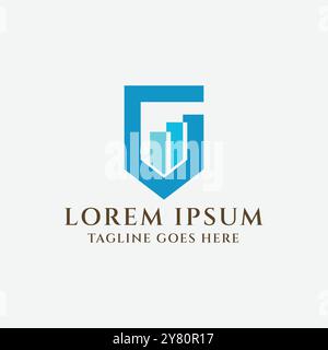Modern Geometric Initial Letter GM MG with Shield for Secure Secret Protection Icon Symbol Logo Design Vector Stock Vector
