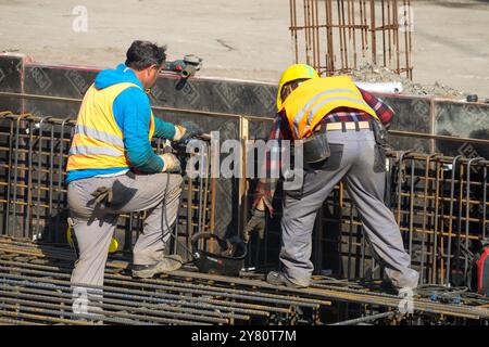 Two workers on the construction site Berlin Germany Stock Photo