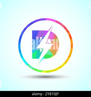 Polygonal Initial letter logo design with lighting thunder bolt, Electric bolt logo template Stock Vector