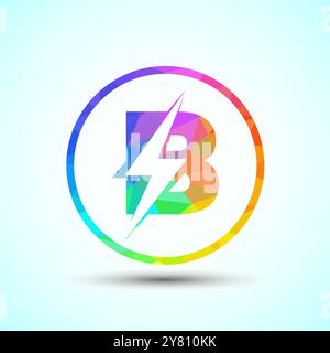 Polygonal Initial letter logo design with lighting thunder bolt, Electric bolt logo template Stock Vector