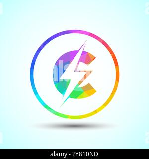 Polygonal Initial letter logo design with lighting thunder bolt, Electric bolt logo template Stock Vector