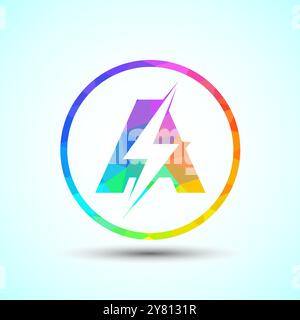 Polygonal Initial letter logo design with lighting thunder bolt, Electric bolt logo template Stock Vector