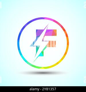 Polygonal Initial letter logo design with lighting thunder bolt, Electric bolt logo template Stock Vector