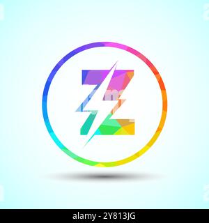 Polygonal Initial letter logo design with lighting thunder bolt, Electric bolt logo template Stock Vector