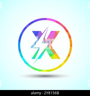 Polygonal Initial letter logo design with lighting thunder bolt, Electric bolt logo template Stock Vector