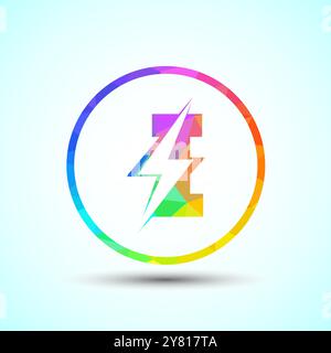 Polygonal Initial letter logo design with lighting thunder bolt, Electric bolt logo template Stock Vector