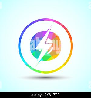 Polygonal Initial letter logo design with lighting thunder bolt, Electric bolt logo template Stock Vector