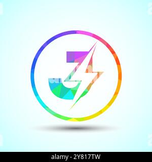 Polygonal Initial letter logo design with lighting thunder bolt, Electric bolt logo template Stock Vector
