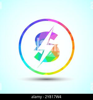 Polygonal Initial letter logo design with lighting thunder bolt, Electric bolt logo template Stock Vector
