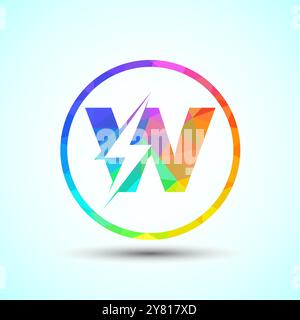 Polygonal Initial letter logo design with lighting thunder bolt, Electric bolt logo template Stock Vector