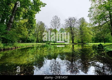 Munich, Germany - April 18, 2024: The lake in English Garden (Englischer Garten) Stock Photo