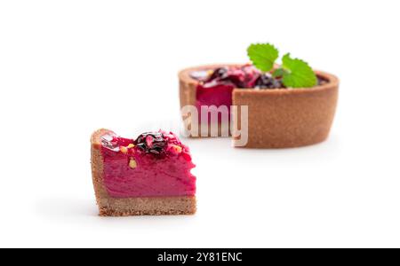 Small  cakes with currant isolated on white Stock Photo