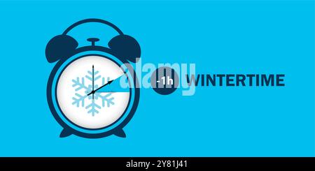 ringing alarm clock switch to winter time vector illustration Stock Vector