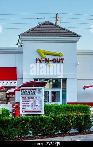 An In n Out burger restaurant in the early morning in Modesto California USA Stock Photo