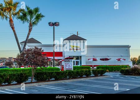 An In n Out burger restaurant in the early morning in Modesto California USA Stock Photo