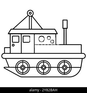 A simple line drawing of a toy boat. perfect for childrens books. educational resources. or crafting projects. This adorable illustration can be used Stock Vector