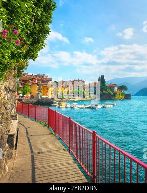 Varenna Walk of Lovers in Lake Como. Italian traditional lake village. Lombardy region, Italy, Europe. Stock Photo