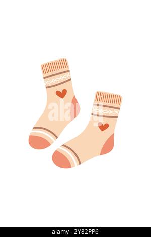 Cute pink socks illustration on white background. Vector isolated Stock Vector