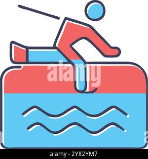Simple icon depicting a person diving into water, symbolizing ...