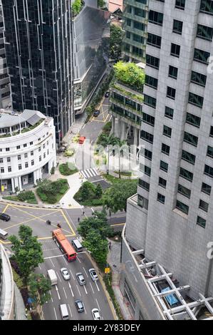 01.08.2023, Singapore, Republic of Singapore, Asia - View from the Green Oasis observation deck at the new CapitaSpring skyscraper at Raffles Place. Stock Photo