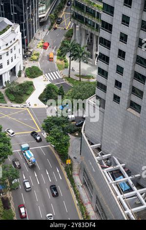 01.08.2023, Singapore, Republic of Singapore, Asia - View from the Green Oasis observation deck at the new CapitaSpring skyscraper at Raffles Place. Stock Photo