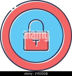 A colorful and modern lock icon with bold outlines. Perfect for use in websites. app designs. and presentations. Stock Vector