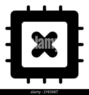 Microchip flat thin line icon collection.  Micro processor electronic microchip vector illustration of microchip icon. Chip icon. CPU icon sign. Stock Vector