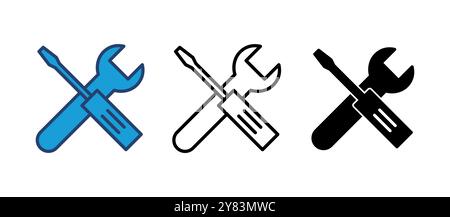 Repair tools icon vector. tool icon vector. setting icon vector. Wrench and screwdriver. support, Service Stock Vector