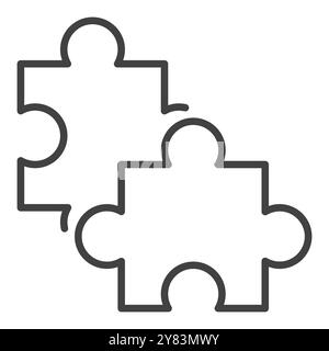 Pair of Jigsaw Puzzle Pieces vector concept linear icon or symbol Stock Vector