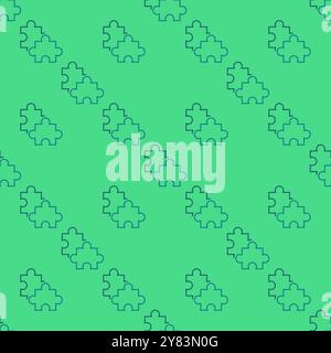 Pair of Jigsaw Puzzle Pieces vector concept linear seamless pattern Stock Vector