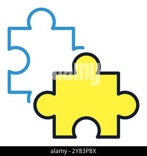 Pair of Jigsaw Puzzles vector concept colored icon or logo element Stock Vector