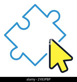 Mouse Click on Jigsaw Puzzle vector concept colored icon or design element Stock Vector