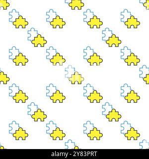 Pair of Jigsaw Puzzles vector concept colored seamless pattern Stock Vector