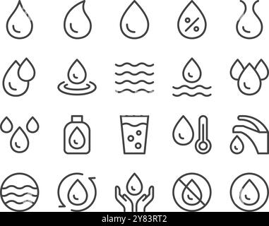 water and liquid line icon set,vector and illustration Stock Vector