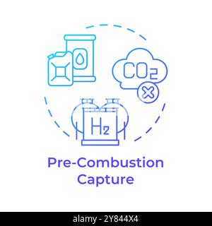 Pre-combustion capture blue gradient concept icon Stock Vector