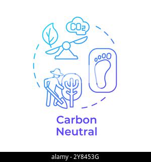 Carbon neutral blue gradient concept icon Stock Vector