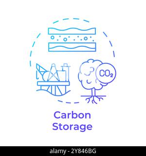 Carbon storage blue gradient concept icon Stock Vector