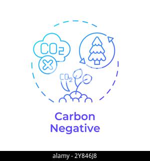 Carbon negative blue gradient concept icon Stock Vector